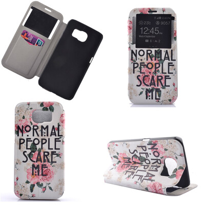 

Rose Flower Design PU Leather Flip Cover Wallet Card Holder Case for Samsung Galaxy S7 Plus