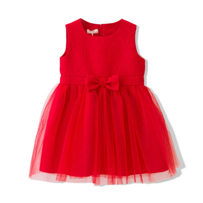 

Flossie Flordeer French children 's clothing girls solid color yarn skirt dresses F6021 red 100