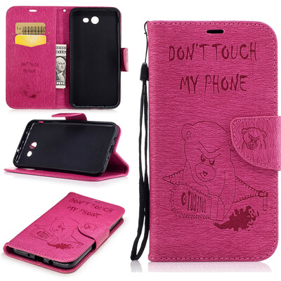 

Rose Bear Style Embossing Classic Flip Cover with Stand Function and Credit Card Slot for Samsung Galaxy J7 2017/J710