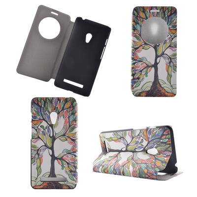 

Colorful Tree Design PU Leather Flip Cover Wallet Card Holder Case for Asus Zenfone 5