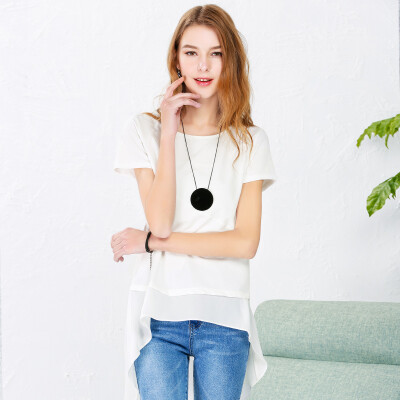 

Red bean IDF women stitching casual leisure T-shirt female FTD7206B 90 black 165 88A