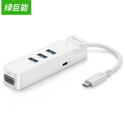 

Зеленый (Cano) Конвертер Type-C в VGA в концентратор HUB концентратора USB для Macbook 12 / Новый профессиональный ноутбук Apple с функцией зарядки