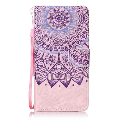 

Purple Sunflower Design PU Leather Flip Cover Wallet Card Holder Case for Sony Xperia XP