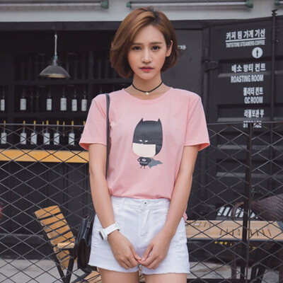 

Longyue Women&39s Cartoon Batman Short Sleeve T-shirt Slim Tunic LWTD173208 Pink