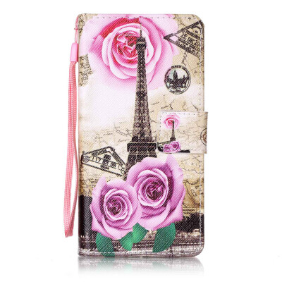 

Flower Tower Design PU Leather Flip Cover Wallet Card Holder Case for Sony Xperia X