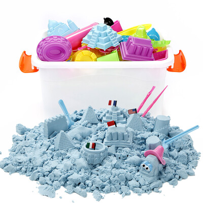 

Daddy&Baba babamama Caisha sand mud set DIY toy sand light clay 6 kg loaded with 135 mold storage boxed B3002 Blue