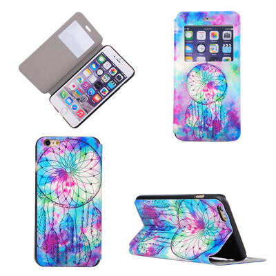 

Pink Dreamcatcher Design PU Leather Flip Cover Wallet Card Holder Case for iPhone 66S