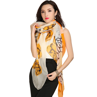 

STORY Of SHANGHAI Silk Scarves Women&39s Autumn Silk Scarves Winter Warm Shawls Scarves Orange Grades