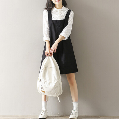

CITYPLUS Sen Female Arts Fan loose casual cotton and linen straps shorts CWDK172256 black L