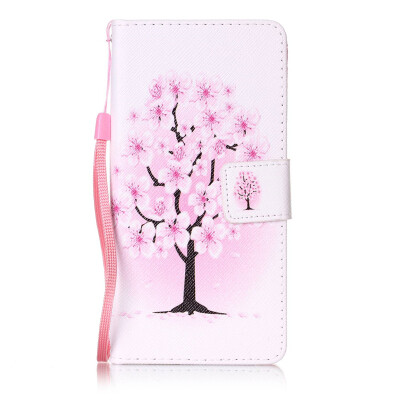 

Peach Blossom Design PU Leather Flip Cover Wallet Card Holder Case for Huawei P8 Lite