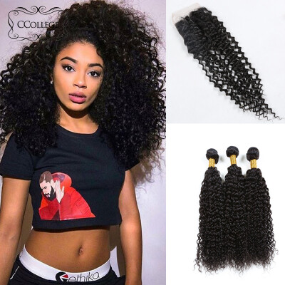 

8A Virgin Hair Brazilian Kinkly Curly With Closure Ccollege Hair Kinkly Curly Hair With Closure Brazilian Hair Bundles On Sale