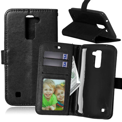 

Black Style Classic Flip Cover with Stand Function and Credit Card Slot for LG K10