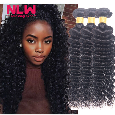

5 Bundles Peruvian Virgin Curly Hair Deep Wave 100% Unprocessed Wefts 8A Free Ship for Black Women free NLW Hair Products Store