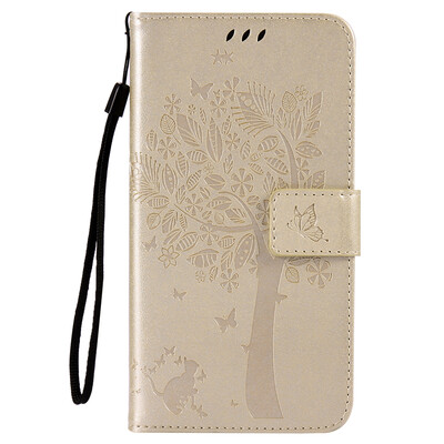 

Gold Tree Design PU Leather Flip Cover Wallet Card Holder Case for LG G4