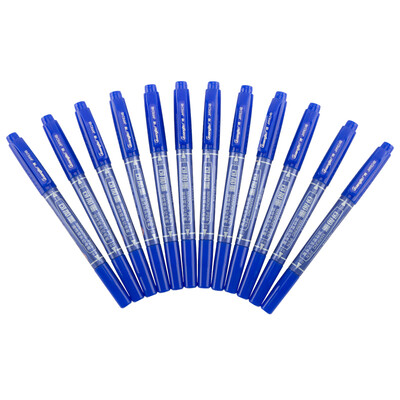 

Wide GuangBo 12 small double-headed oily mark pen thickness dual-use quick-drying blue JH9824B