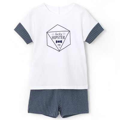 

Buddy Buddy Badibadi Boy Set Summer Sleeve Casual Short Sleeve Two-piece Gray Card 130