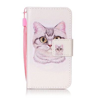 

Short Hair Cat Design PU Leather Flip Cover Wallet Card Holder Case for Samsung Galaxy J1 Mini