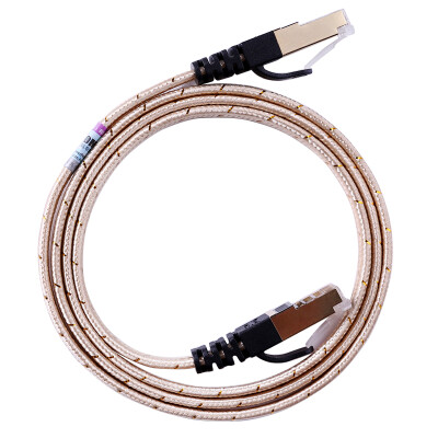 

AMPCOM AMCOM AMCAT6AGD0820 Flat cable over six copper CAT6A network jumper gold-plated shielded computer router connection cable Champagne gold 2 meters