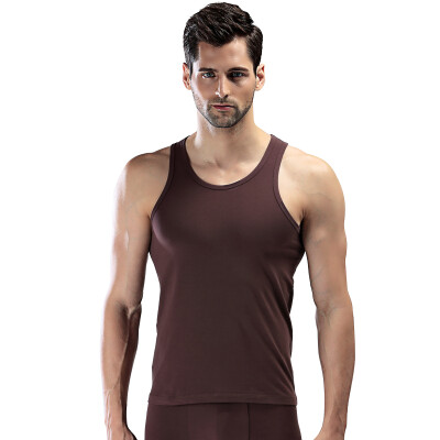 

MEXICAN men's Lycra cotton solid-color sports vest with round collar