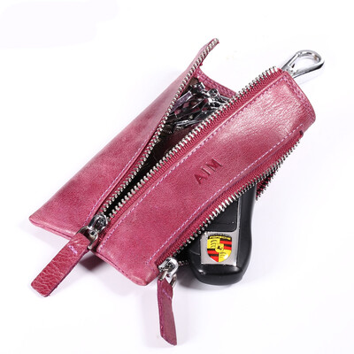 

AIM lady key bag fashion retro thunderbolt leather multi-functional male&female key chain bag card package 16KB0011 watermelon red