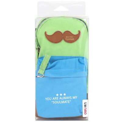 

Deli 31718 creative beard pattern large capacity fashion student pencil blue