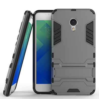 

Серый Slim Robot Armor Kickstand Ударопрочный жесткий корпус из прочной резины для MEIZU M5