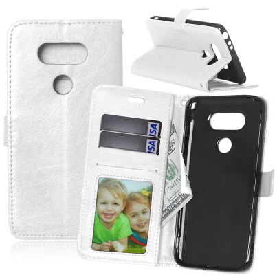 

White Style Classic Flip Cover with Stand Function and Credit Card Slot for LG G5