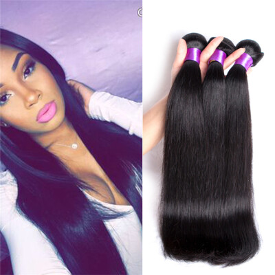 

Recool Hair Virgin Malaysian Straight Hair 100% Human Hair Weaving 8"-28" Natural Color 1B Malaysian Hair Weave Bundles