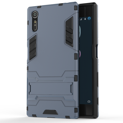 

Dark blue Slim Robot Armor Kickstand Shockproof Hard Rugged Rubber Back Case For SONY Xperia XZ