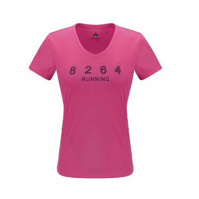 

8264 outdoor sports fast-drying spring&summer Ms V-neck sports sweat breathable short-sleeved Slim K-shirt K7S1R5509 rose red M