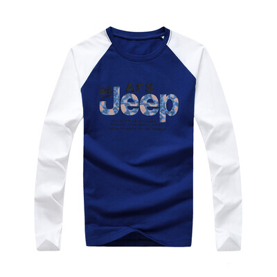 

Футболка с длинным рукавом с длинными рукавами Battlefield Jeep Men Fashion Casual Slim Round Collar для печати Мужская футболка 16057Z3002 Blue L