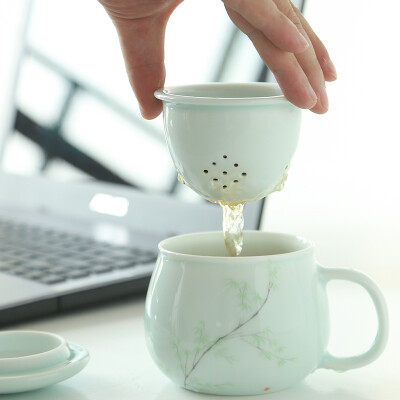 

Changnan cup with a cup of ceramic cups to filter tea cups Jingdezhen office cups