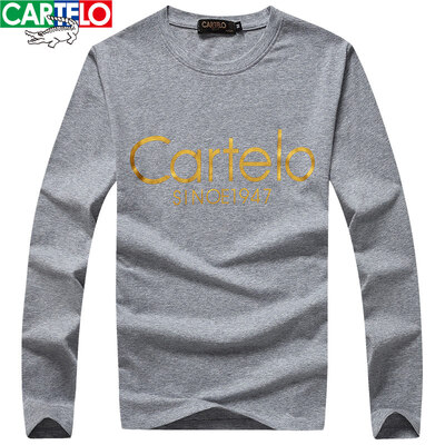 

CARTELO Вязание крючком CARTELO с длинным рукавом Футболка для мужчин Удобная дикая мода Печать Женская футболка 16057KE9537 Светлый серый цвет 2XL
