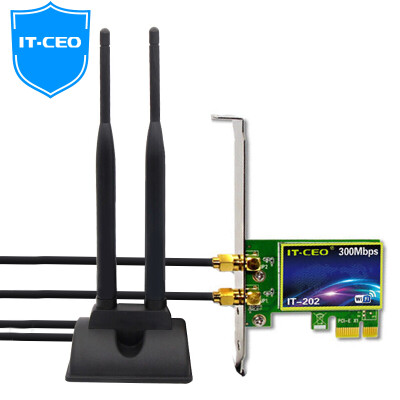 

IT-CEO IT-202 300M Двухдиапазонный PCI-E Беспроводной LAN / Router Настольный ПК WiFi приемник / передатчик Поддержка AP Emission Free Drive Black