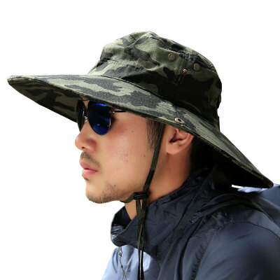 

IKEWA ZYM0038junse camouflage sun visas men&women summer tourism outdoor climbing big eaves fisherman hat sunscreen fishing hat sun hat army green