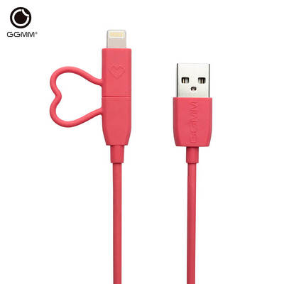 

GGMM MFi Сертификация 2.4A 8 Pin Micro USB Data Провод 1M 2 в 1 зарядный кабель