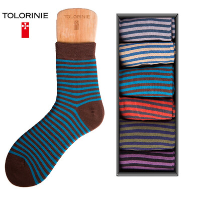 

TOLORINIE Casual cotton socks combed cotton horizontal stripes fashion socks cotton socks 6 double K7139M0011