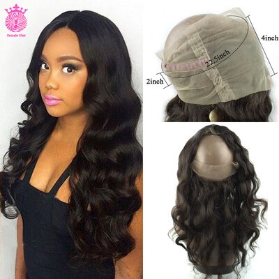 

Female Star Hair Pre Plucked 360 Lace Frontal Closure Bleached Knots Body Wave Brazilian Remy Hair With Baby Hair Natural Color