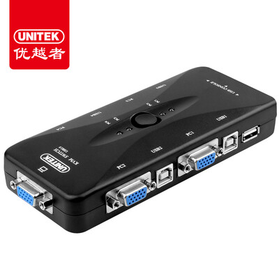 

UNITEK KVM switch 4-port USB multi-port converter VGA four into a cut screen monitor keyboard&mouse sharing device 4 into a U-8710