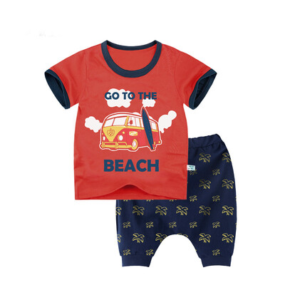 

Yue Tong Lai children's suit summer boy short-sleeved T-shirt harem pants suit summer Y1907 holiday bus 140