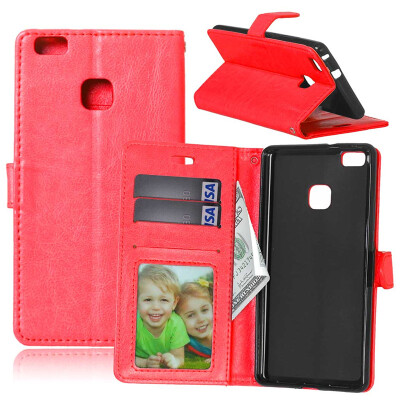 

Red Style Classic Flip Cover with Stand Function and Credit Card Slot for HUAWEI P9 LITE