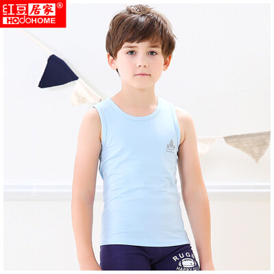 

Reddish Home Hodohome Child Vest Boys in the big child cotton elastic backing sleeveless T-shirt light blue 16590