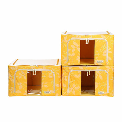 

Locks&buckles window type leaf storage box storage box folding Oxford cloth large car box clothing storage box three-piece LLB5158YLF003 yellow 58L3