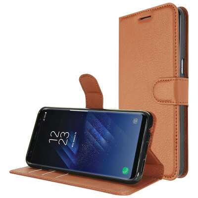 

KOOLIFE Samsung S8 (SM-G9500 / G9508) Phone case protection holster / clamshell holster / wiping card holster / soft shell for Samsung Galaxy s8 brown