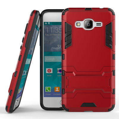 

Red Slim Robot Armor Kickstand Shockproof Hard Rugged Rubber Back Case For SAMUNG Galaxy Grand Prime PlusJ2 Prime