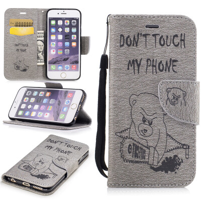 

Gray Bear Style Embossing Classic Flip Cover with Stand Function and Credit Card Slot for IPHONE 6/6S