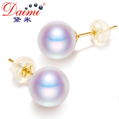 

Demi jewelry to Yao is round glossy AKOYA sea water pearl earrings 18K gold 6.5-7mm