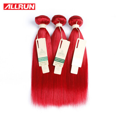 

7A Red Brazilian Hair Straight 3 Bundles Human Hair Weave Colored Hair Weaving,100% Human Hair Brazilian Virgin Hair