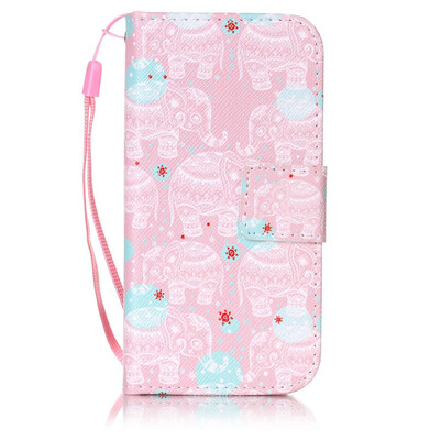 

Pink Elephant Design PU Leather Flip Cover Wallet Card Holder Case for Apple iPhone 5C