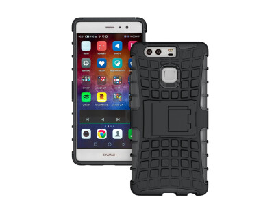 

Huawei P9 CaseGangxun Heavy Duty Armor Dual Layer Rugged Hybrid Hard Shockproof Case with Kickstand for Huawei P9 Cover black